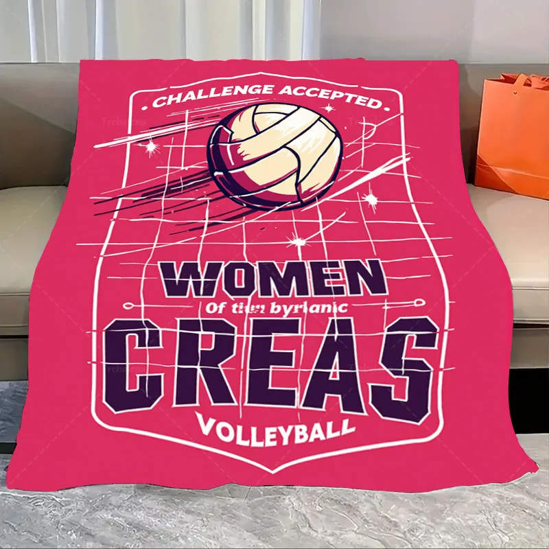 

1pc Flannel Blanket "Women's Volleyball 'Challenge Accepted' Pink Blanket for Sports Fans"