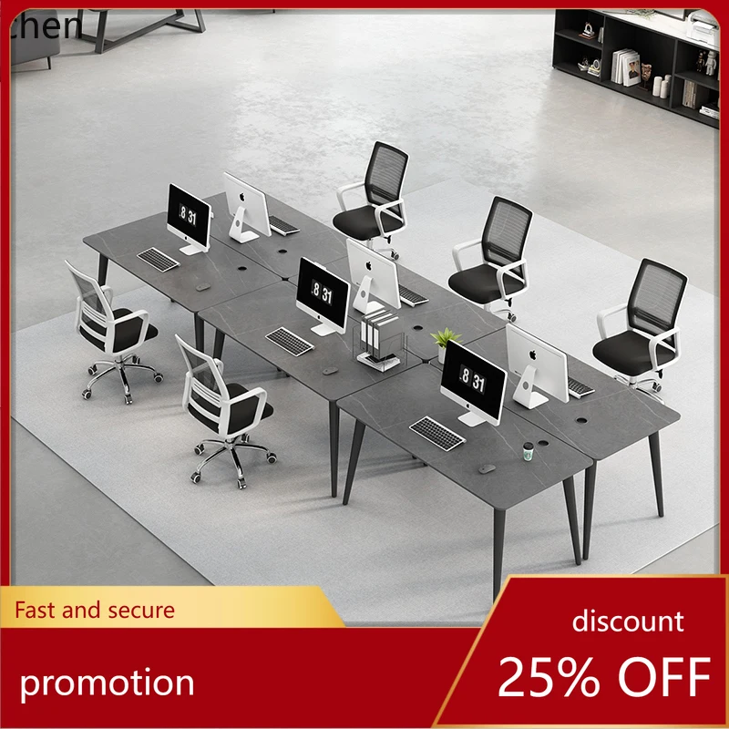 

Офисный стол и набор стульев для персонала CZ, современный простой экран, рабочая станция для двух человек, офисный компьютерный стол для нескольких человек