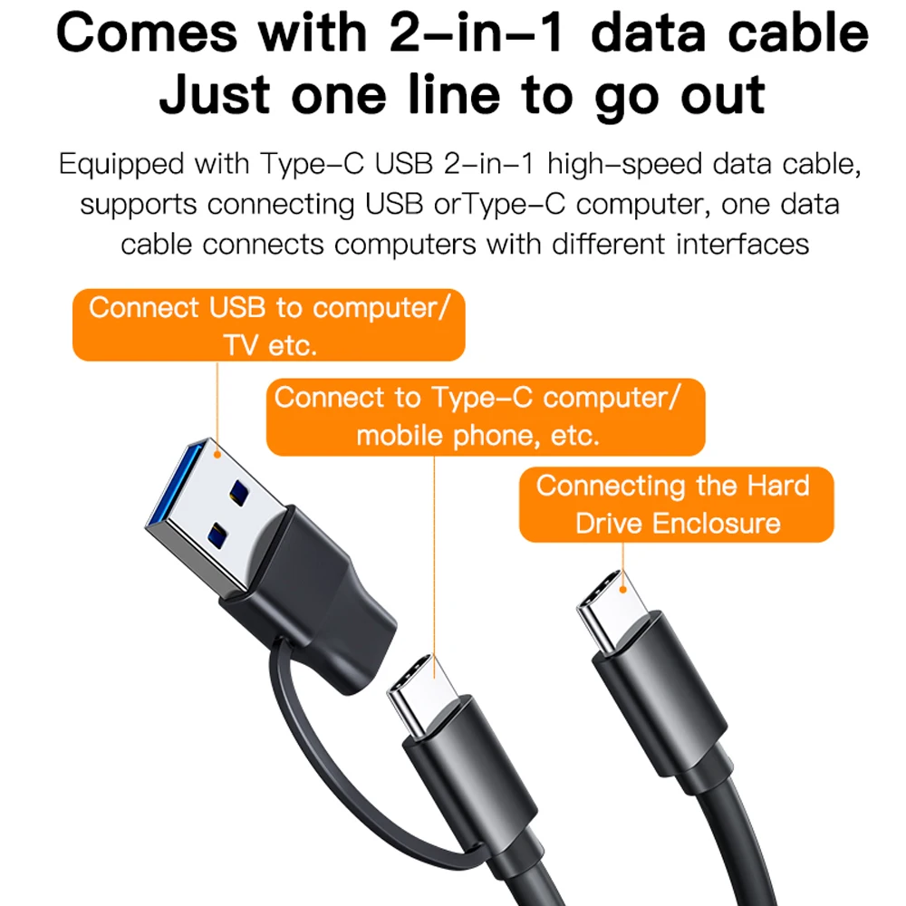 Meetiger M.2 SSD Enclosure M2 NVMe SATA SSD Adapter 10Gbps USB3.2 Type-C Aluminum M.2 External Hard Drive Case for PC Laptop
