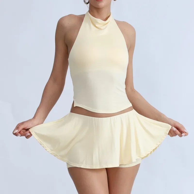 

Women's Yoga Set Nude Slim Fit Anti Glare Beautiful Back Quick Drying Exercise Set Outdoor Running Leisure and Fitness Set