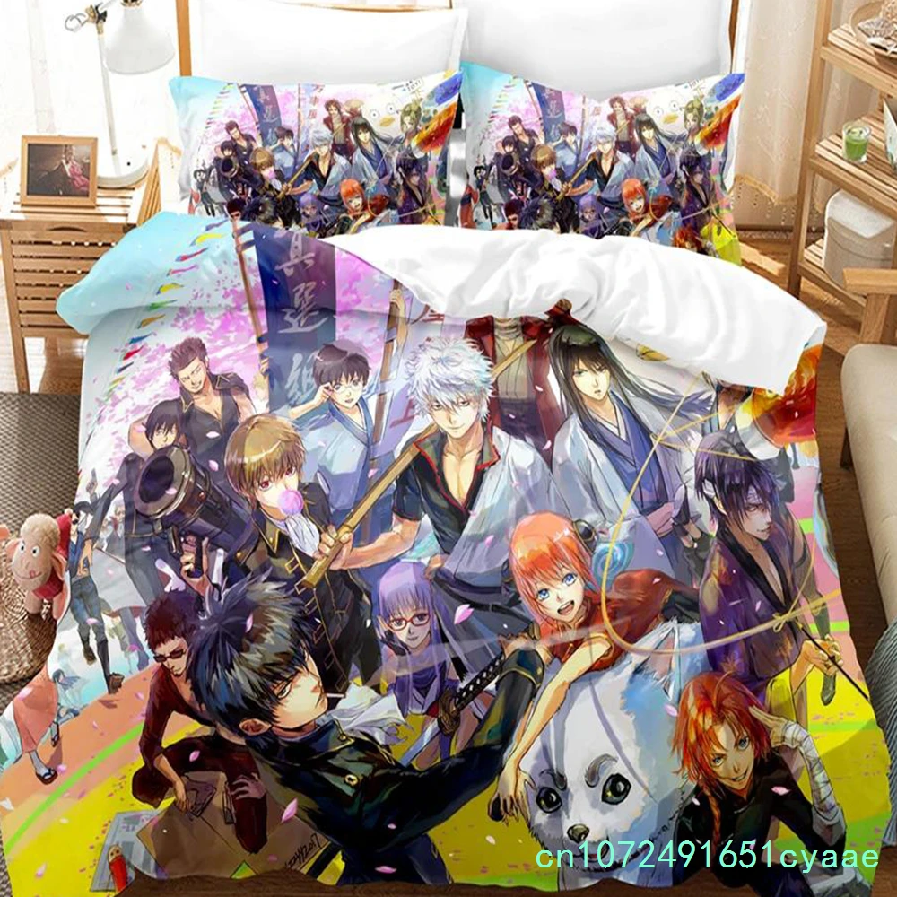 3D Printed Gintama Bedding Set Anime Gintoki Sakata Duvet Cover Double Twin Full Queen King Adult Kids Bedclothes Quilt Cover