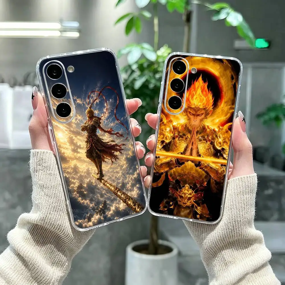 Game B-Black Sun Wukong Clear Hard Phone Case For Samsung A71, A70, A52, A51, A40, A30,Transparent Cover