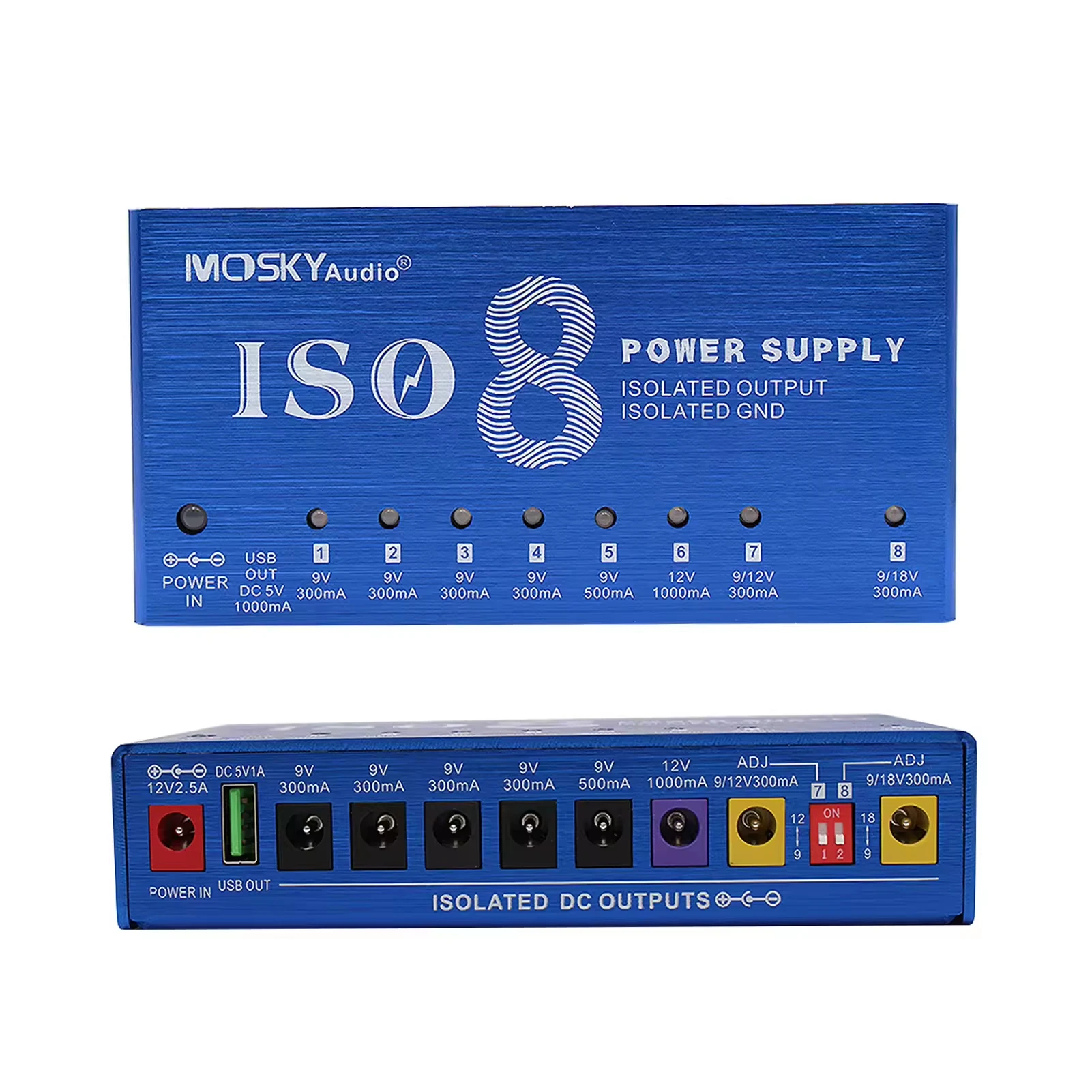 

MOSKY ISO-8 Блок питания для педали с/9-канальной независимой защитой от короткого замыкания/для гитарной педали эффектов