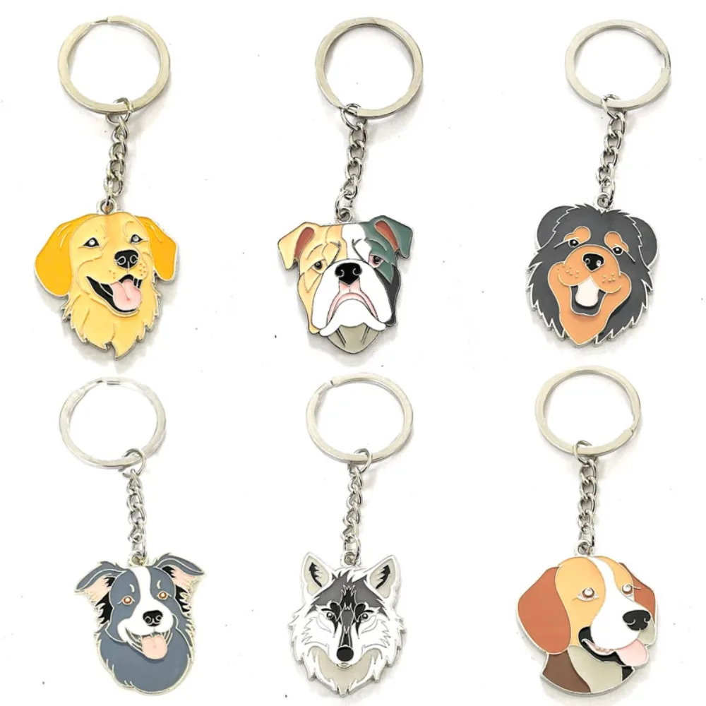 Metal Cute Animal Dog Keychains Shepherd Dog Wolf Labrador Car Key Ring Pet Dogs Tag Key Men Gift Metal Pendant Jewelry Gifts