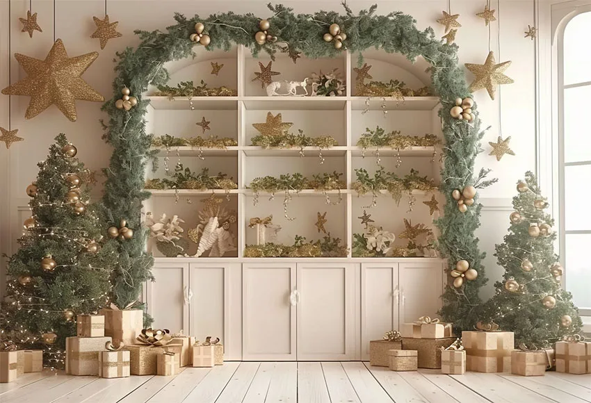 Фотофон Mehofond Рождественский белый шкаф семейный праздник Рождественская елка Золотая Звезда Декор Фотостудия