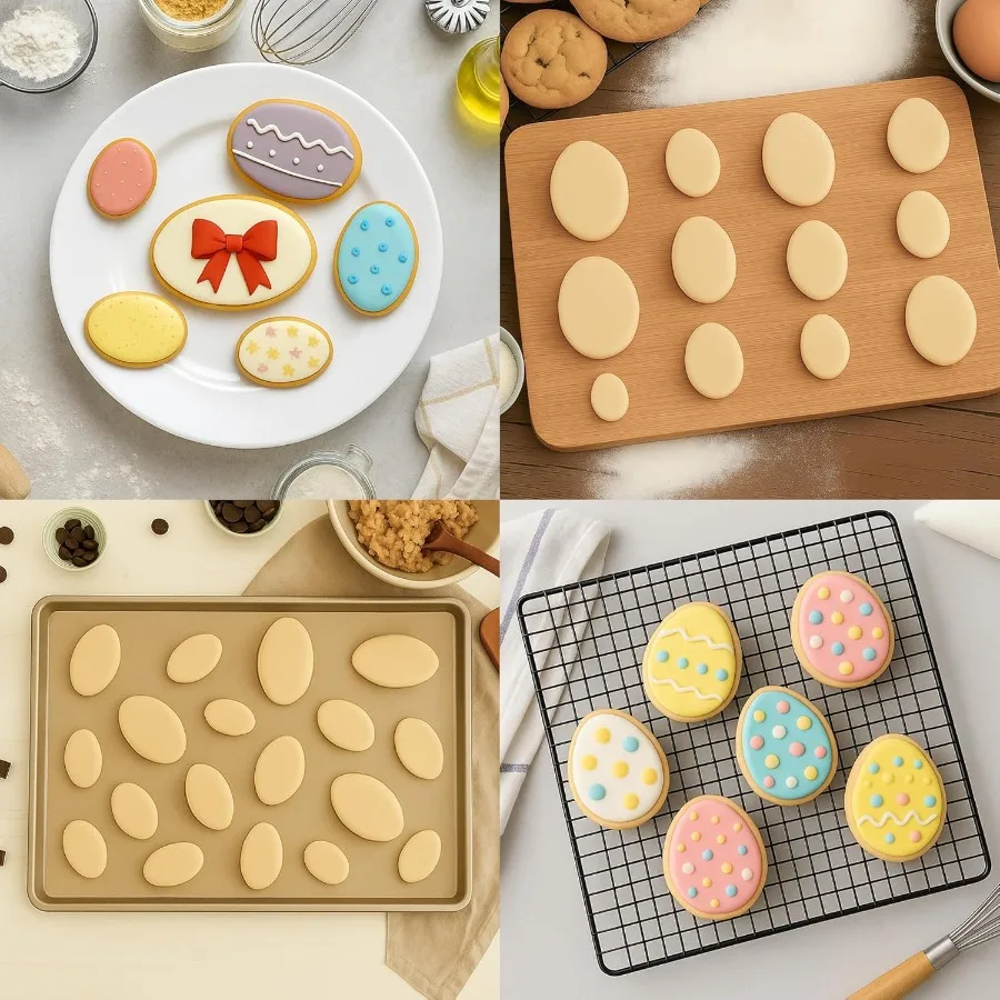 Juego de cortadores de galletas ovalados de 6 uds., suministros para hornear geométricos grandes de acero inoxidable para galletas caseras, cortadores de galletas de placa ovalada Sha