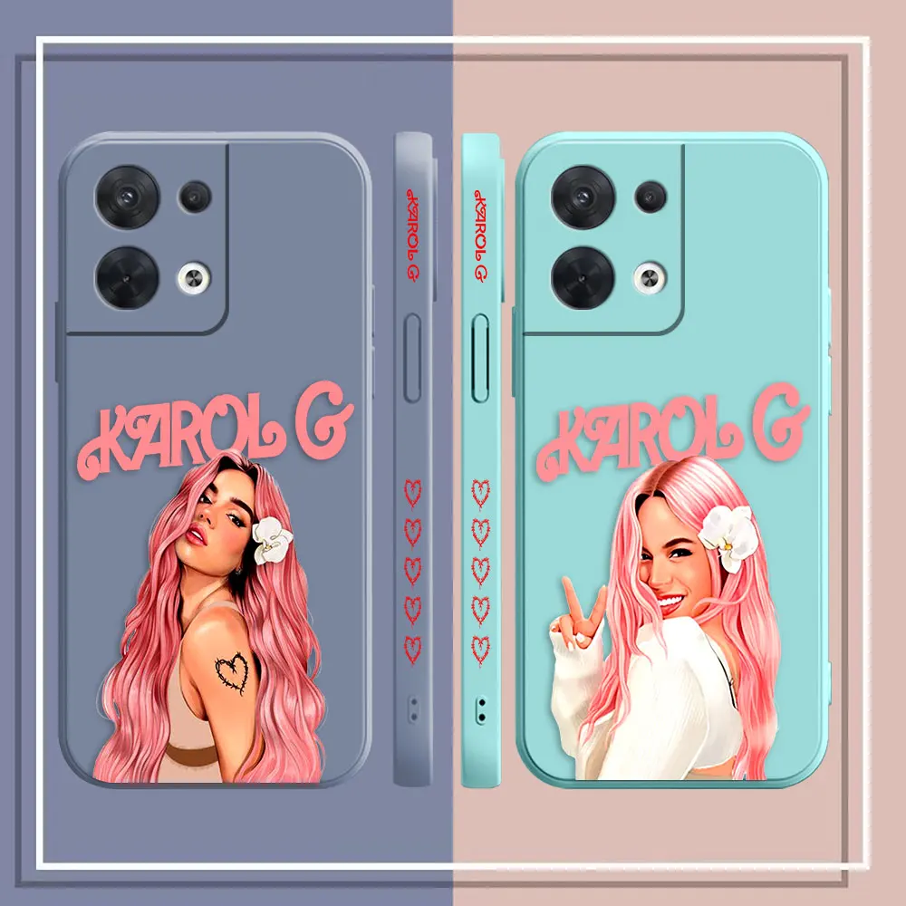 Pop Singer K-Karol G Phone Case For OPPO RENO 10 8 8T 7 6 5 4 3 4G 5G PRO PLUS Colour Liquid Silicone Case Funda Cqoue Shell