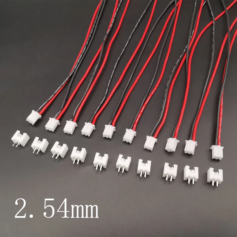 XH 2.54mm Pitch JST 1S 2Pin Balance Plug Conenctor Male Female Plugs Lead Terminal With 22AWG Silicone Wire Cable 10/15/20cm