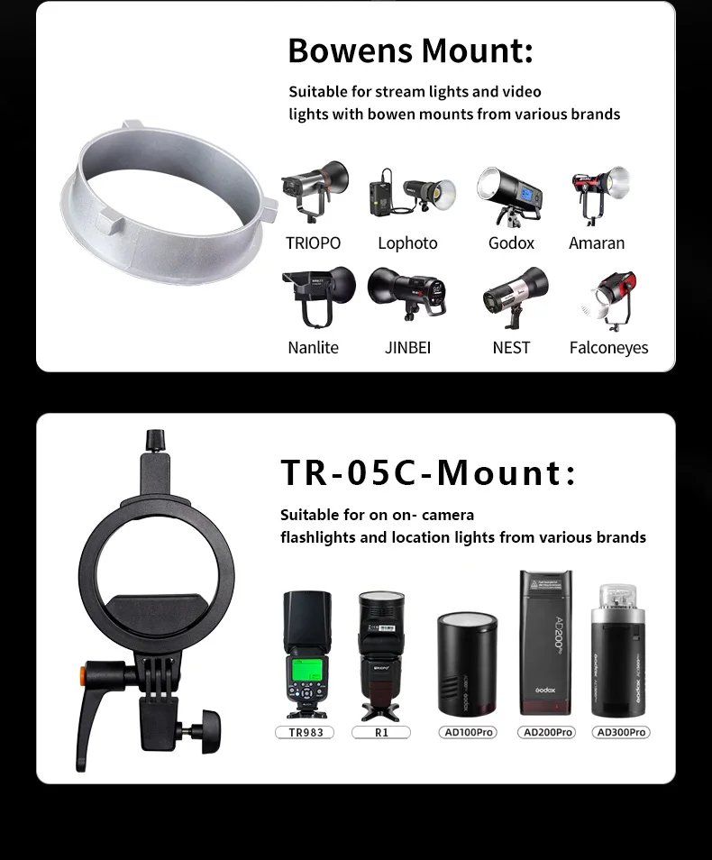 Triopo K3 Series Octagon Softbox Quick-Setup Bowens Mount do lamp Sokani X100 X60 Mini Aputure 300c 200xS Godox LED Video Light — zdjęcie produktu 4