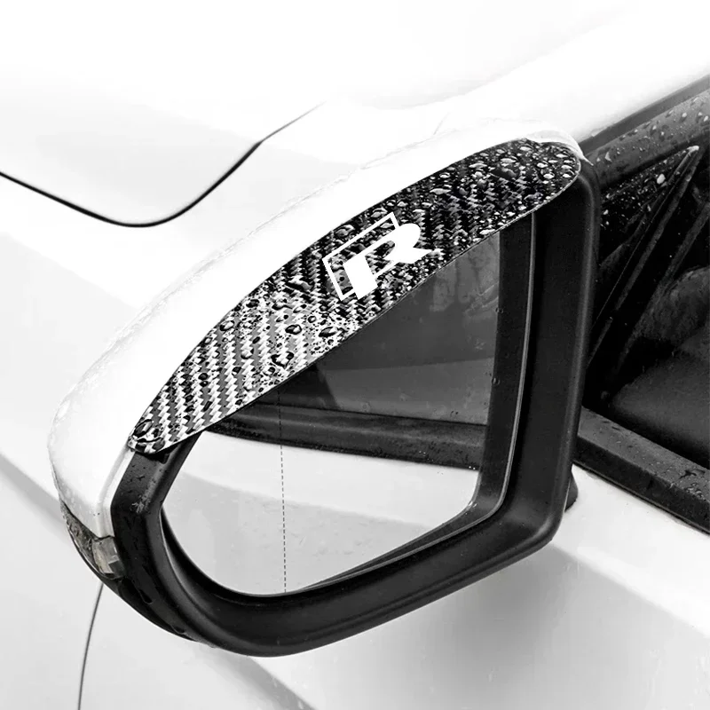 2Pcs Car Rearview Mirror Rain Eyebrow Carbon Fiber For Volkswagen Tiguan Bora POLO PASSAT CC Touran GOLF Jetta Arteon T-CROSS