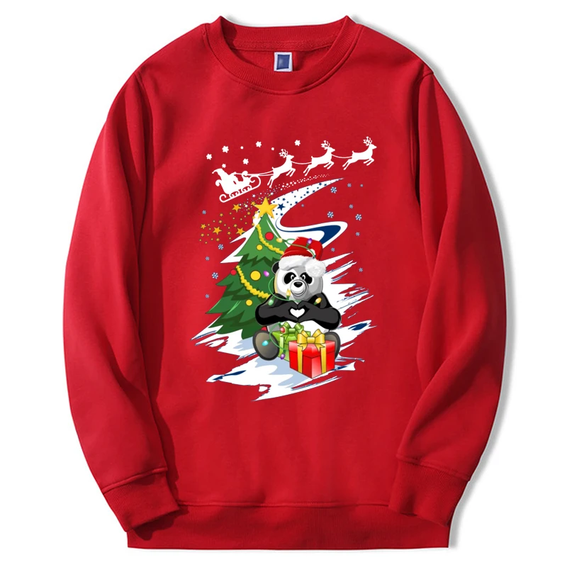 

New Christmas Panda Graphic Hoodies Streetwear Fashion Loose Comfortable Sportswear Moletom Men's Top Gift Casual Sweatshirts