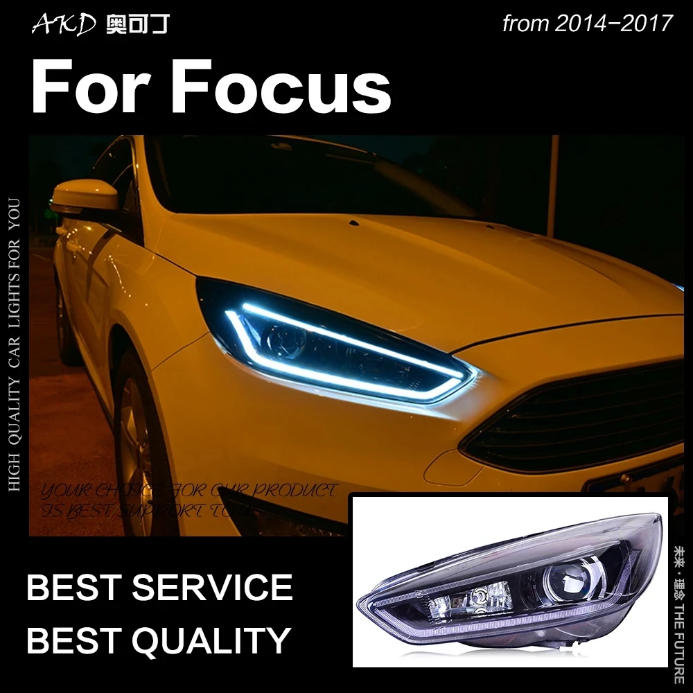 

AKD Front Lamp for Ford Focus Headlights 2015-2017 Focus 4 LED Headlight DRL Hid Bi Xenon Dynamic Signal Auto Accessories 2PCS