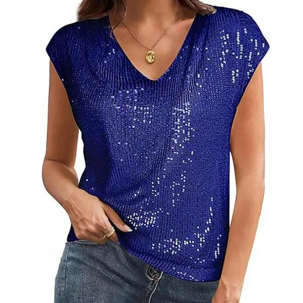 

Женский блестящий топ-жилет с пайетками, без воротника, сияющий, без рукавов, модный, для вечеринок и ночных выходов