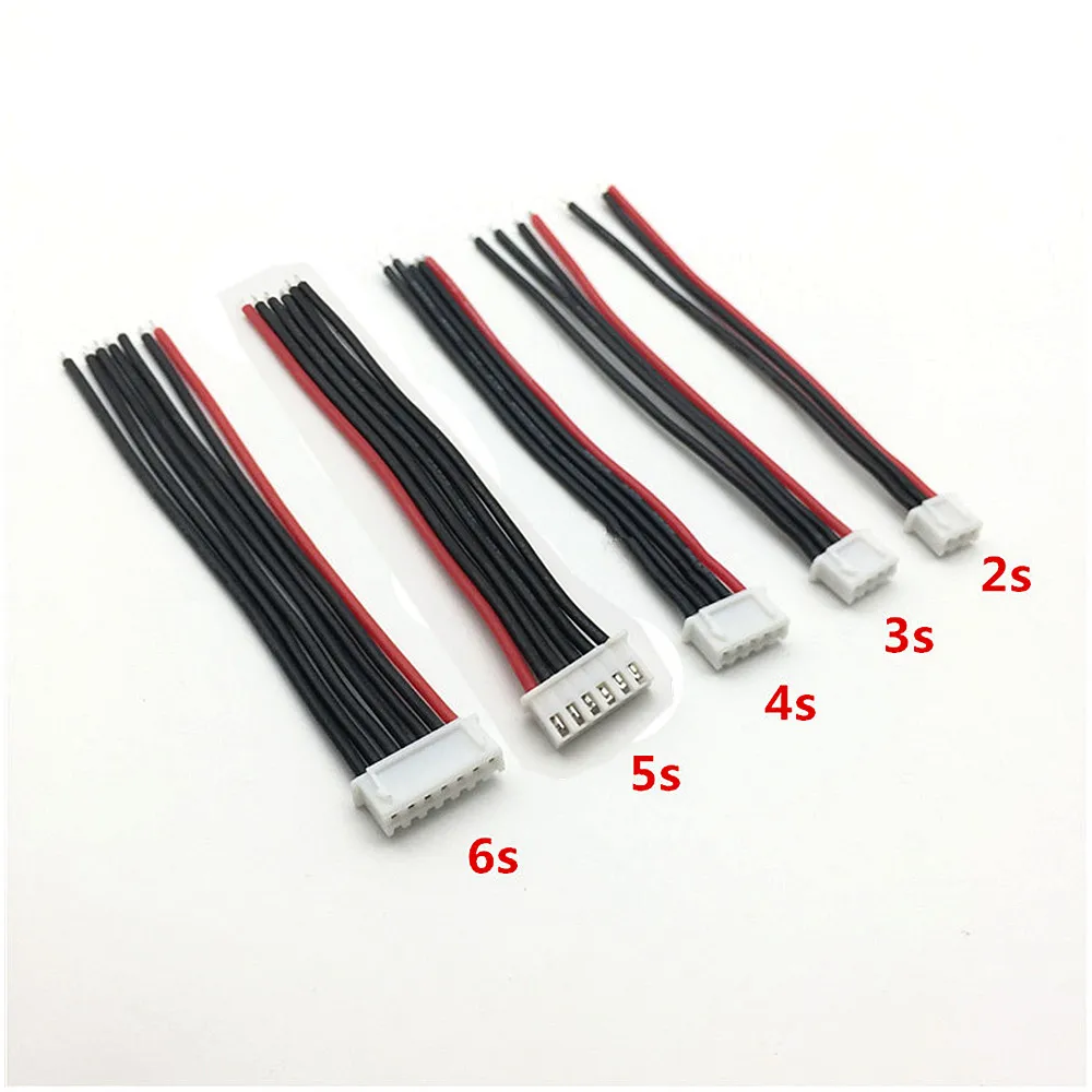 5pcs 2s 3s 4s 5s 6s RC LiPo Battery Balance Charger Plug Cables 100mm 22AWG Silicone Wire JST-XH Balancer Connector