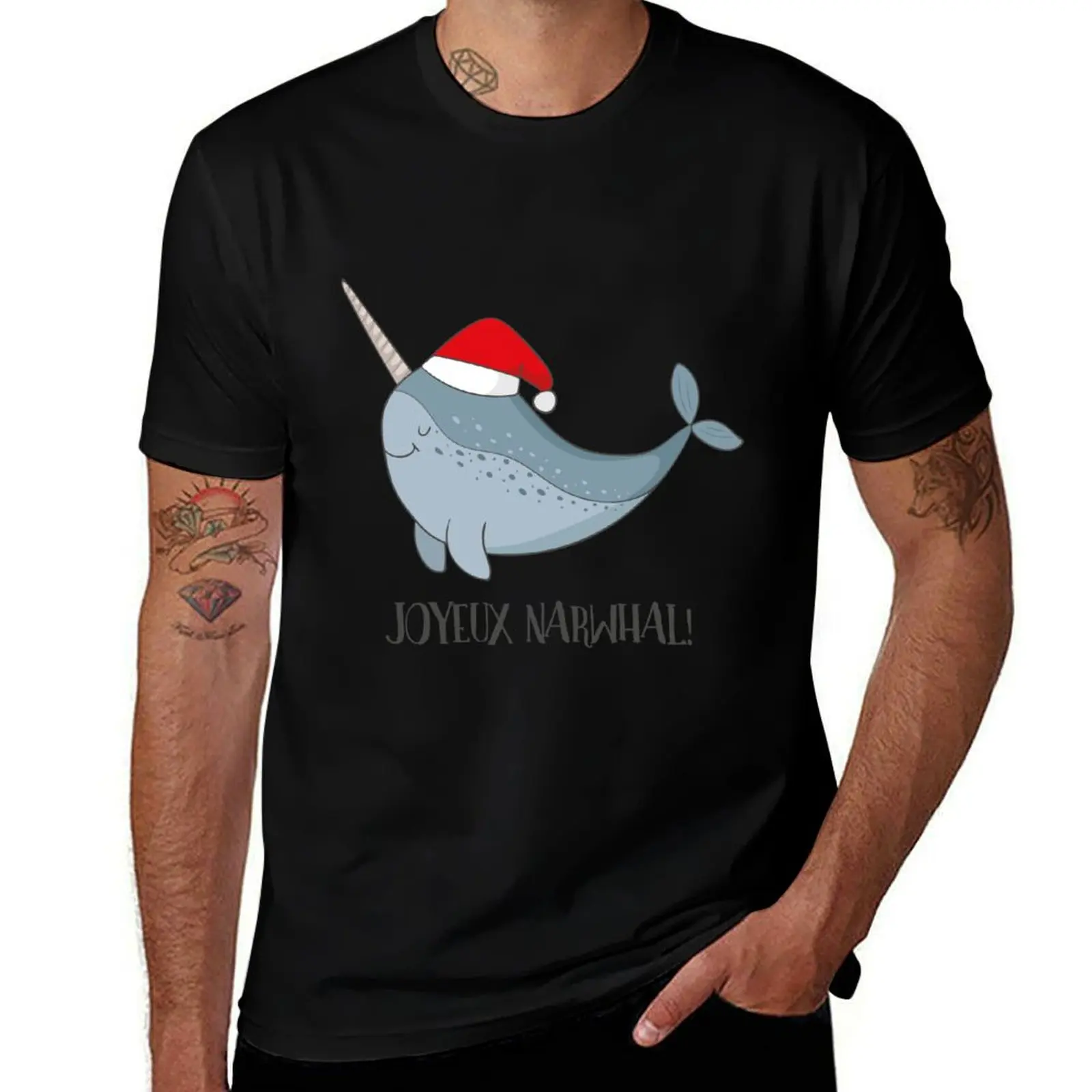 Joyeux Narwhal Cute Narwhal Whale Christmas T Shirt T-Shirt Plus Size Simple Casual Top T-Shirt