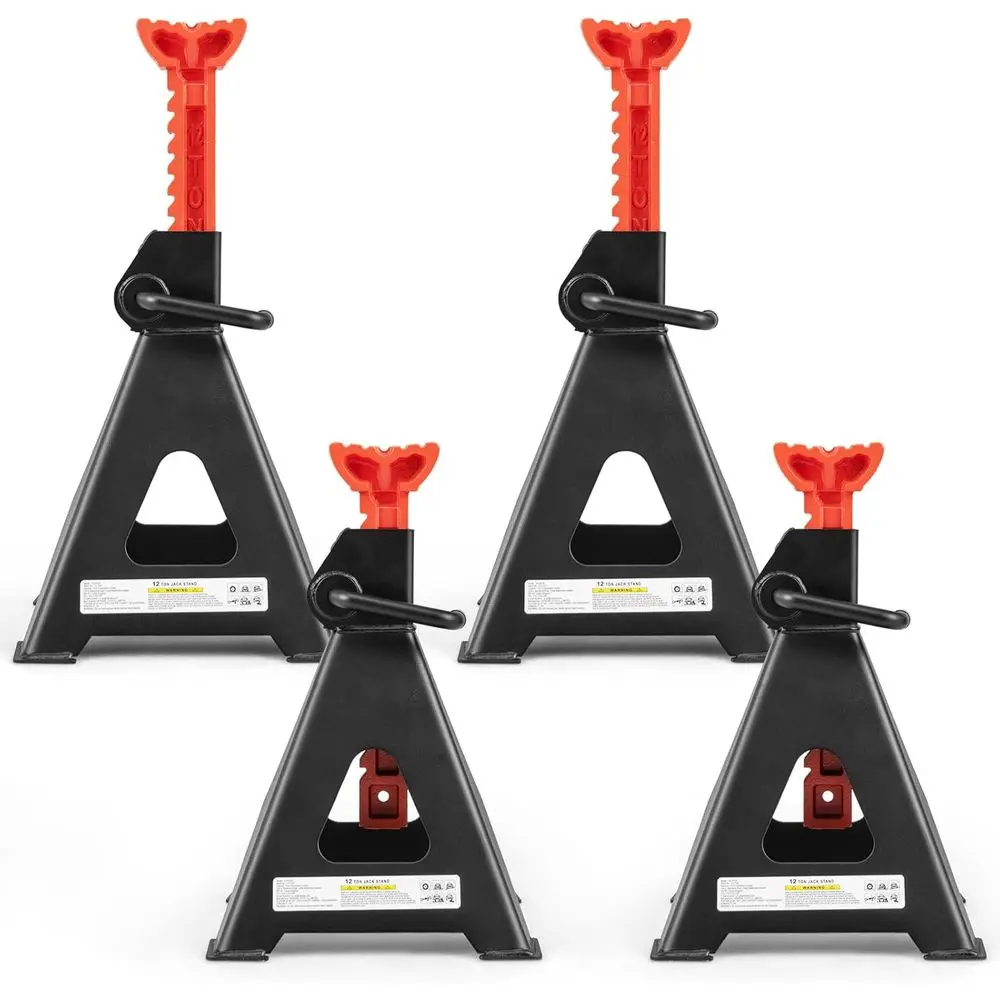 

4-Pack 12 Ton Capacity Jack Stands, Adjustable 19-29.5 Height, Heavy-Duty for Cars, SUVs, and Pickups