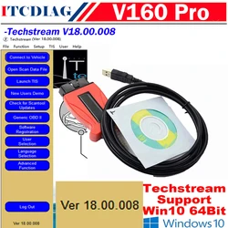 V160 JLR Pro J2534 for Volvo and for TOYOTA TIS Techstream 18.00.008 PK MINIVCI MINI VCI OTC Openport2.0