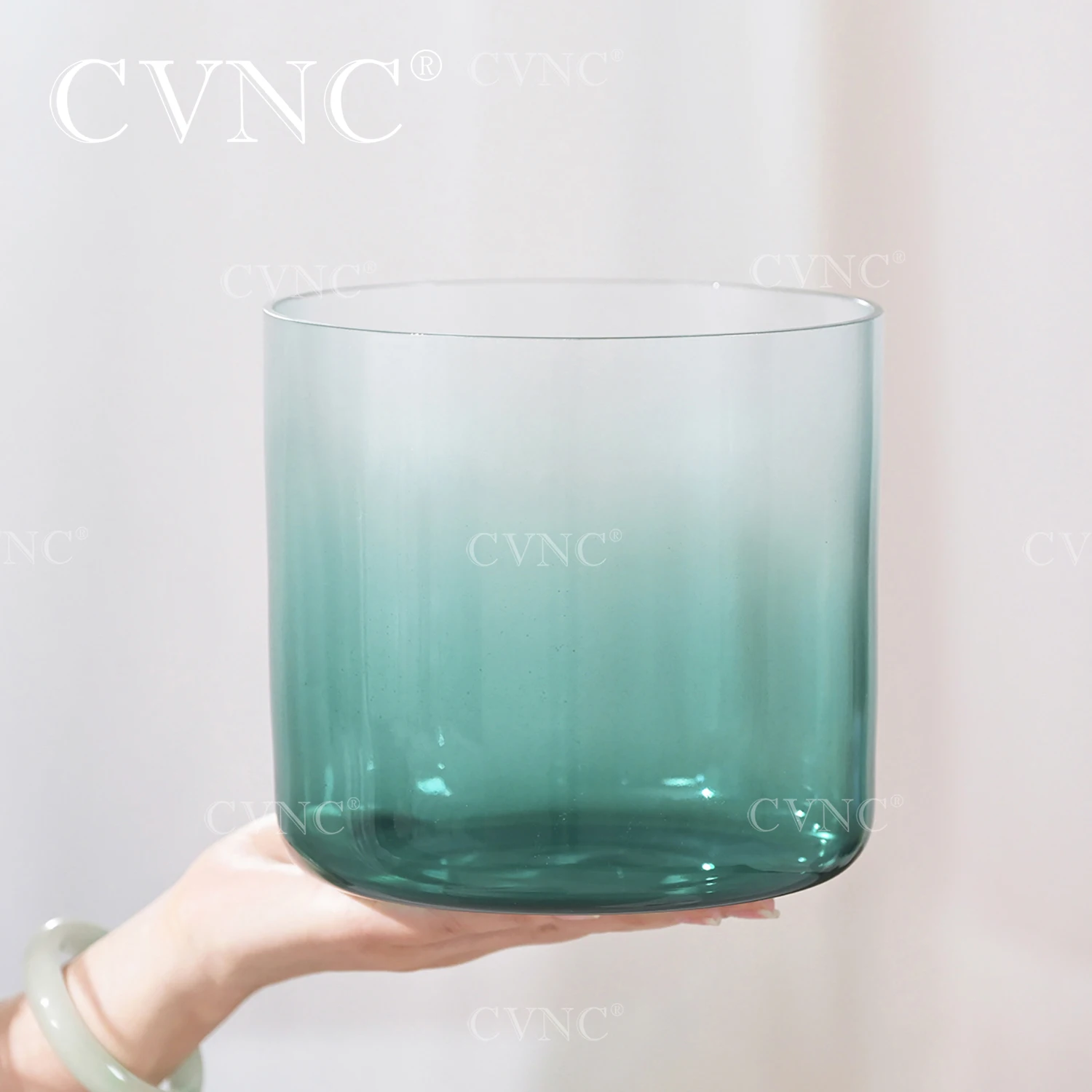 

CVNC 6"/7" G Note 440/432HZ Teal Alchemy Clear Aria Half Colored Quartz Crystal Singing Bowl for Sound Healing with Mallet