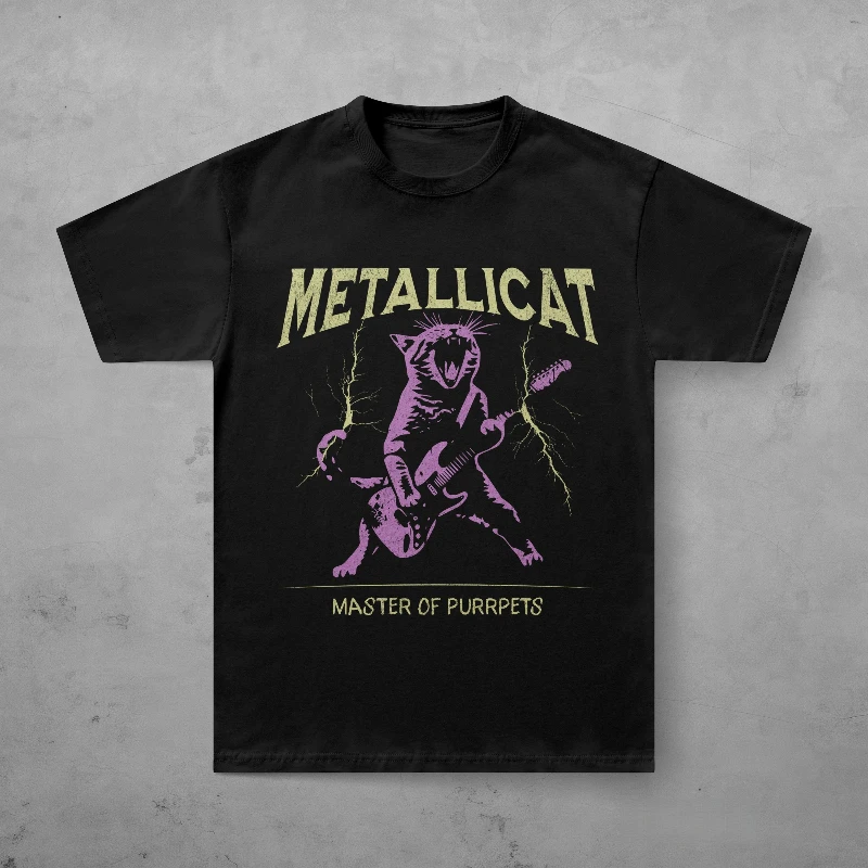 2026 Metallica Metallicat T-shirt Men and Women Summer Gothic Clothing Fashion Casual Round Neck Short Sleeved Top Streetwear