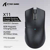 Ratón para juegos ATTACK SHARK X11 y ratón inalámbrico X11 SE 22000 DPI, sensor PAW3311, BT/2,4G/con cable, 59g ligero, clics de 2000W