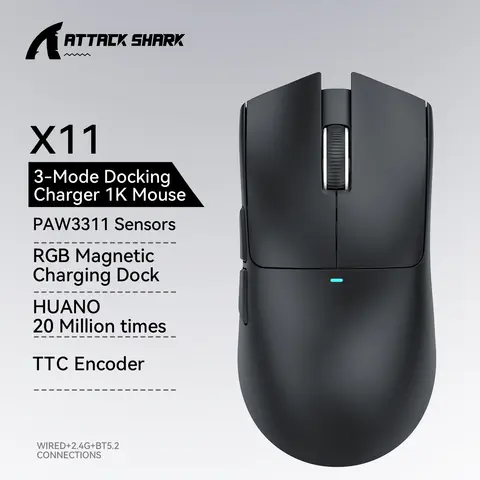 ATTACK SHARK X11 Gaming Mouse  and X11 SE Wireless Mouse 22000 DPI,PAW3311 Sensor,BT/2.4G/Wired,59g Lightweight,2000W Clicks