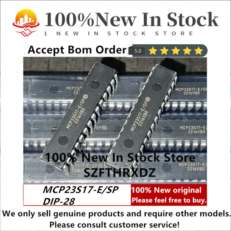 

100% NEW ORIGINAL MCP23S17-E/SP DIP-28 MCP23S17-E/SO SOP-28 MCP23S17-E/SS SSOP-28 MCP23S17-E/ML QFN-28 Interface I/O Extender