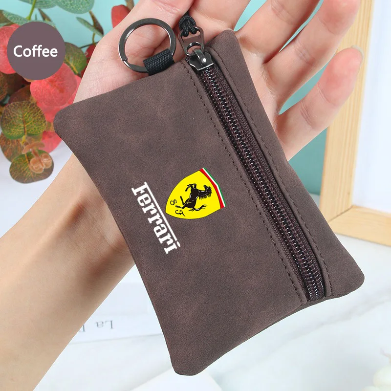 المحمولة الجلد المدبوغ حقيبة مفاتيح السيارة سستة المحفظة بطاقة عملات الحقائب لفيراري GTO 288 812 Stradale روما العنكبوت SF90 F430 Enzo LaFerrari #6
