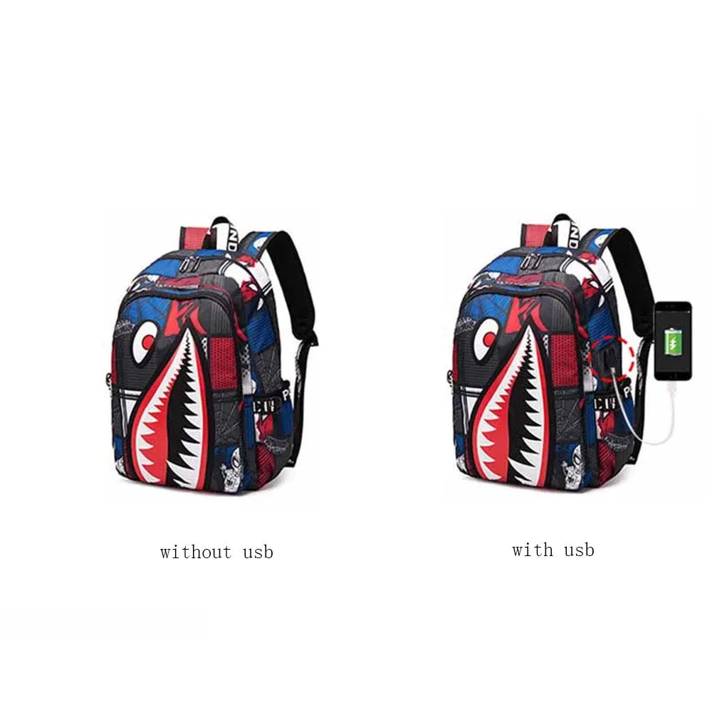 Mochila de anime para estudiantes de primaria, morral de viaje con estampado de tiburón de dibujos animados, Mochila Infantil