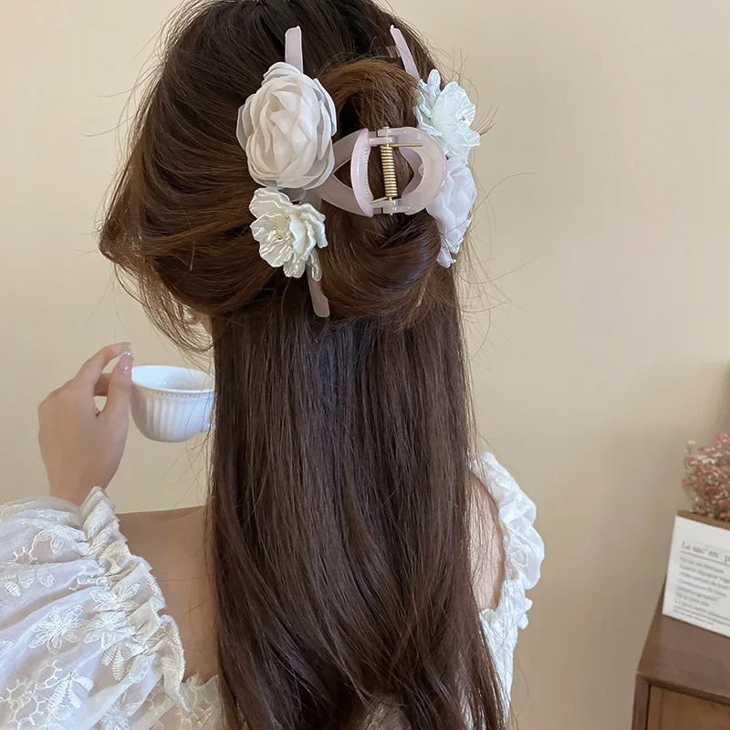 زهرة قذيفة شبكة الشعر القرش كليب الحلو الشريط روز زهرة دبابيس الشعر الفتيات مشابك الشعر للنساء الفتيات إكسسوارات الشعر