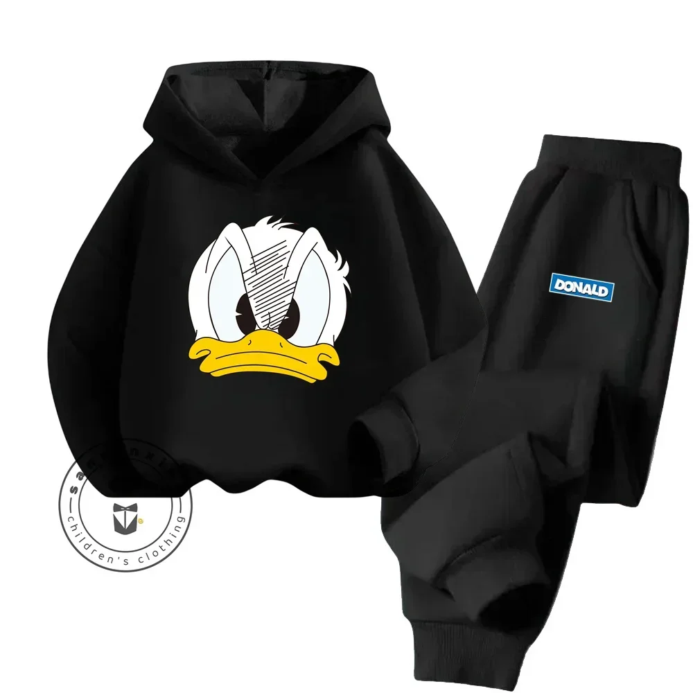 Spring and Fall Fashion Cartoon Donald Duck Pure Cotton Boys and Girls Teenagers Unique Super Good-looking Sweatshirt Tracksuit