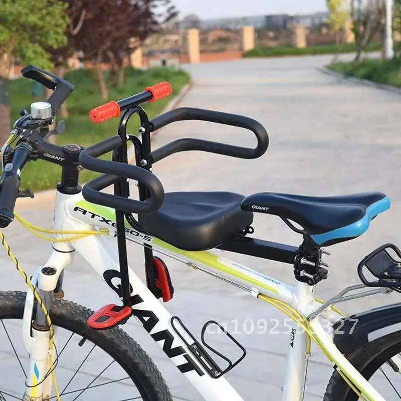 Universal Front Mounted Child mtb Bike Seat Safety Child Bicycle Seat Baby Seat Kids Saddle with Foot Pedals Rest for Road Bike