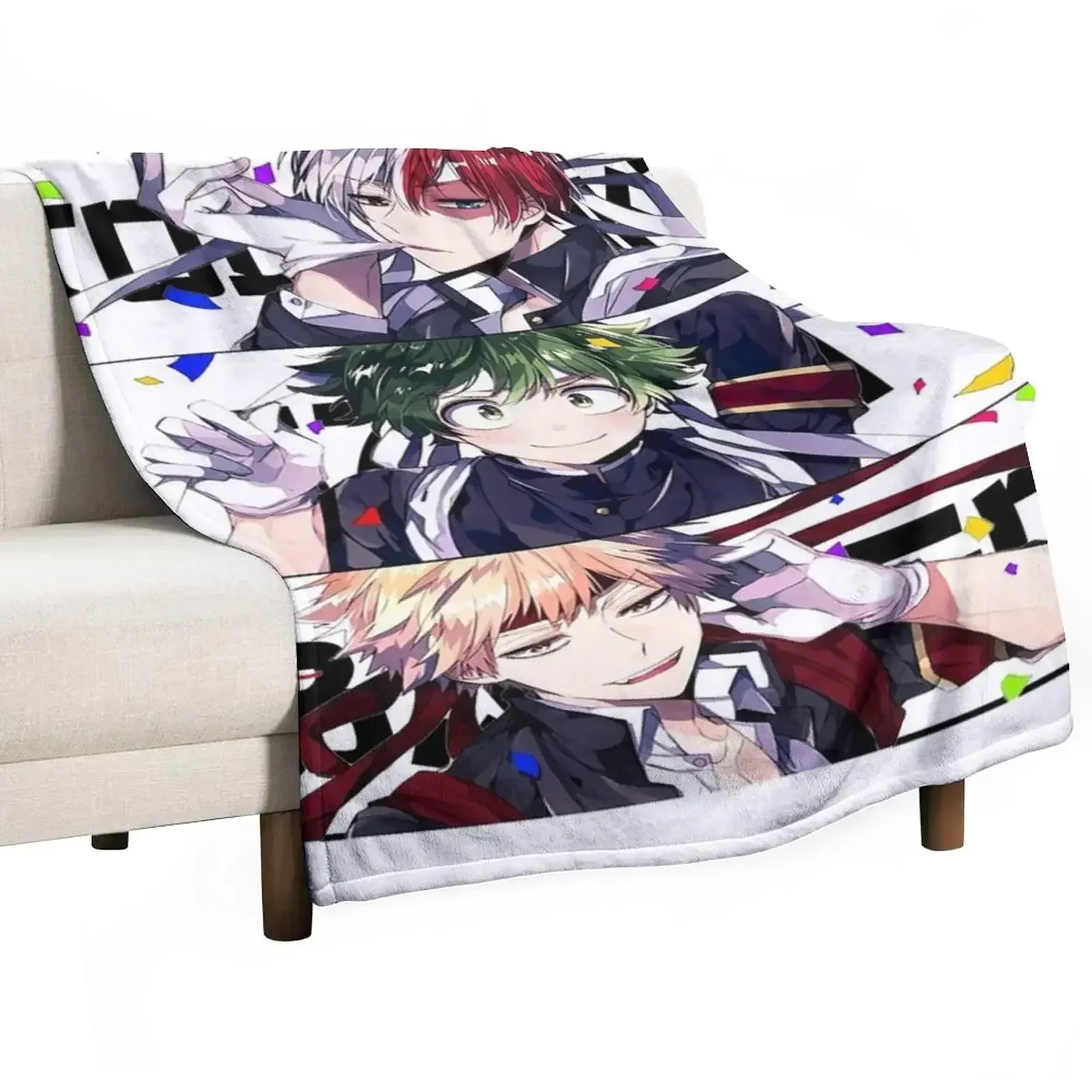 

heros deku todoroki bakugo Throw Blanket Soft Plush Plaid Soft Big anime Blankets