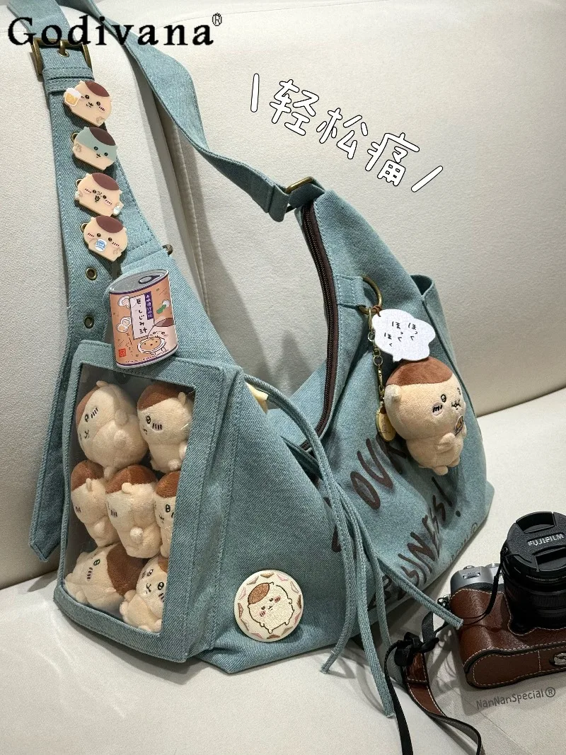 

Japanese Original Two-dimensional Itabag 10/15cm Small Capacity Baby Bag Large Capacity Denim Casual Versatile Messenger Bags