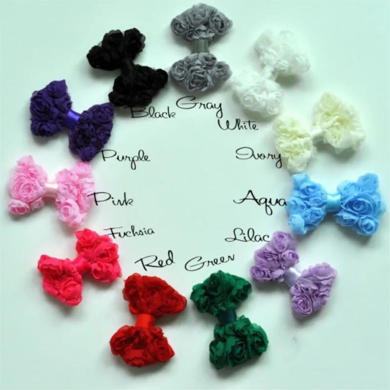 

120pcs/lot 11colors Soft Solid DIY Mesh Bow For Children Hair Accessories Mini Boutique Rose Lace Baby Bows For Hair Clips