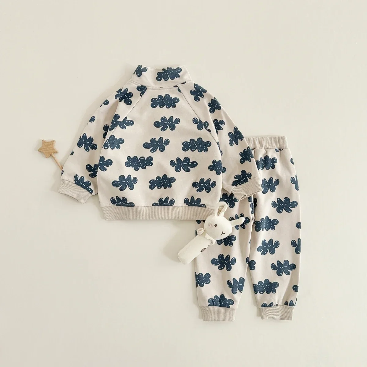 Ensemble de Vêtements pour Bébé Garçon et Fille, Sweat-Shirt à Fermeture Éclair, Imprimé Nuage, en Coton, à Manches sulf, Costumes Y + viser