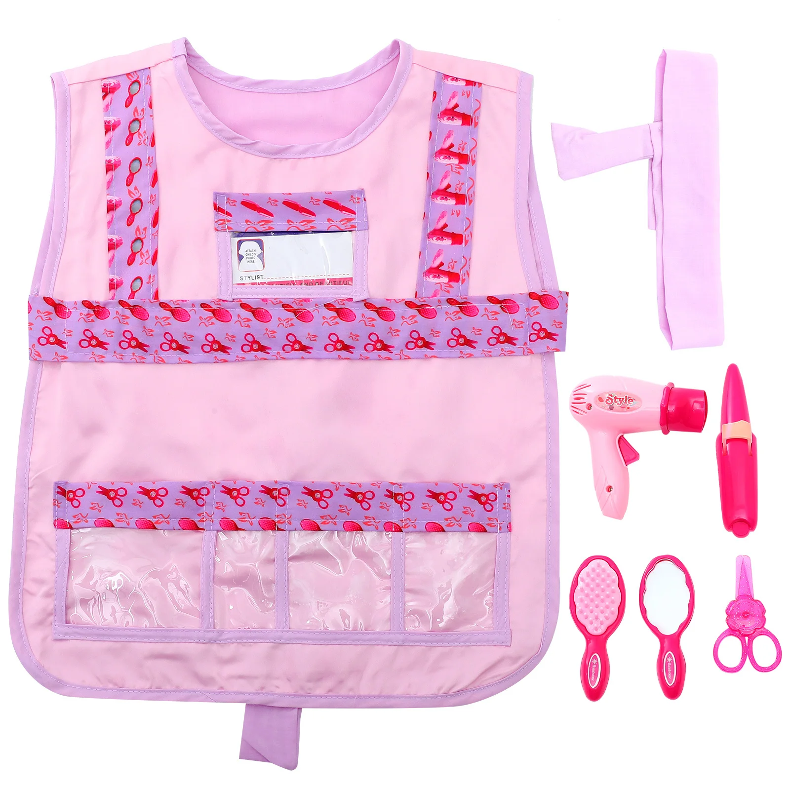 مجموعة أزياء مصفف شعر الأطفال مكونة من 7 قطع، أزياء الحلاق التنكرية، أدوات لعب الأدوار، فستان حفلات الهالوين، زي مصفف شعر الأطفال
