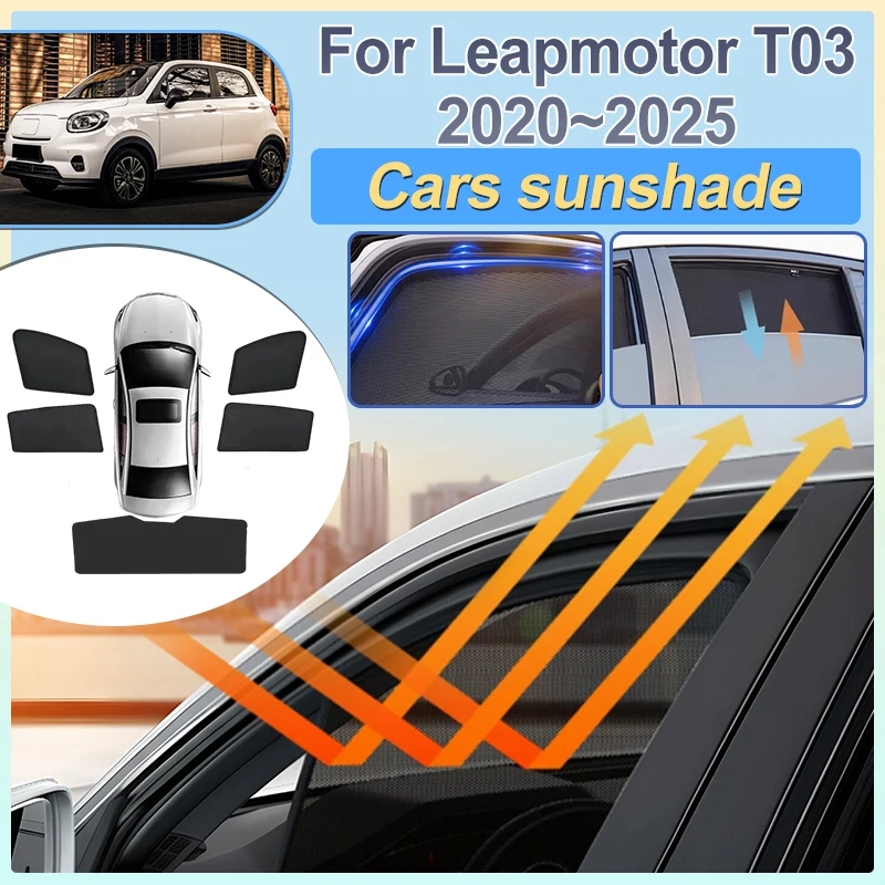 

For Leapmotor T03 Accesorios 2020-2025 Anti-UV Car Window Sun Shade Protector Side Window Mesh Sun Visor Covers Auto Accessories