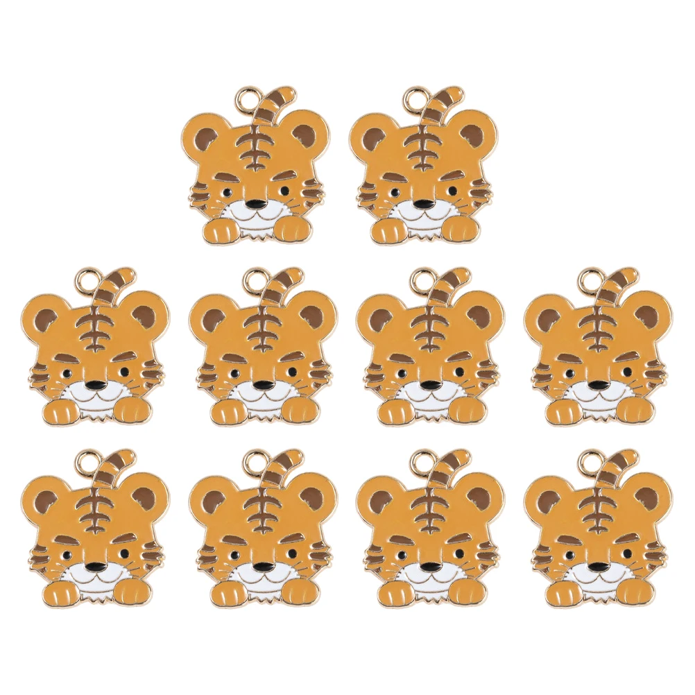 

10pcs Alloy Jewelry Accessories DIY Tiger Head Pendant Metal Charm Craft Bulk Pendants Cute Animal Novel Design