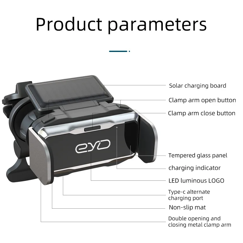 EYD H40 Caricatore wireless per auto Supporto magnetico automatico per auto Supporto di ricarica solare illimitato per iPhone Samsung