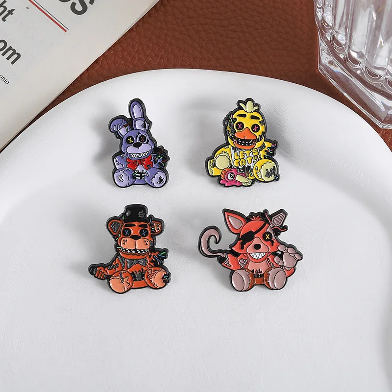 Halloween-Thema Tierbrosche Cartoon Horror Ente Hase Bär Fuchs Hartemaille Anstecknadel Cosplay Geschenk Accessoire Requisiten