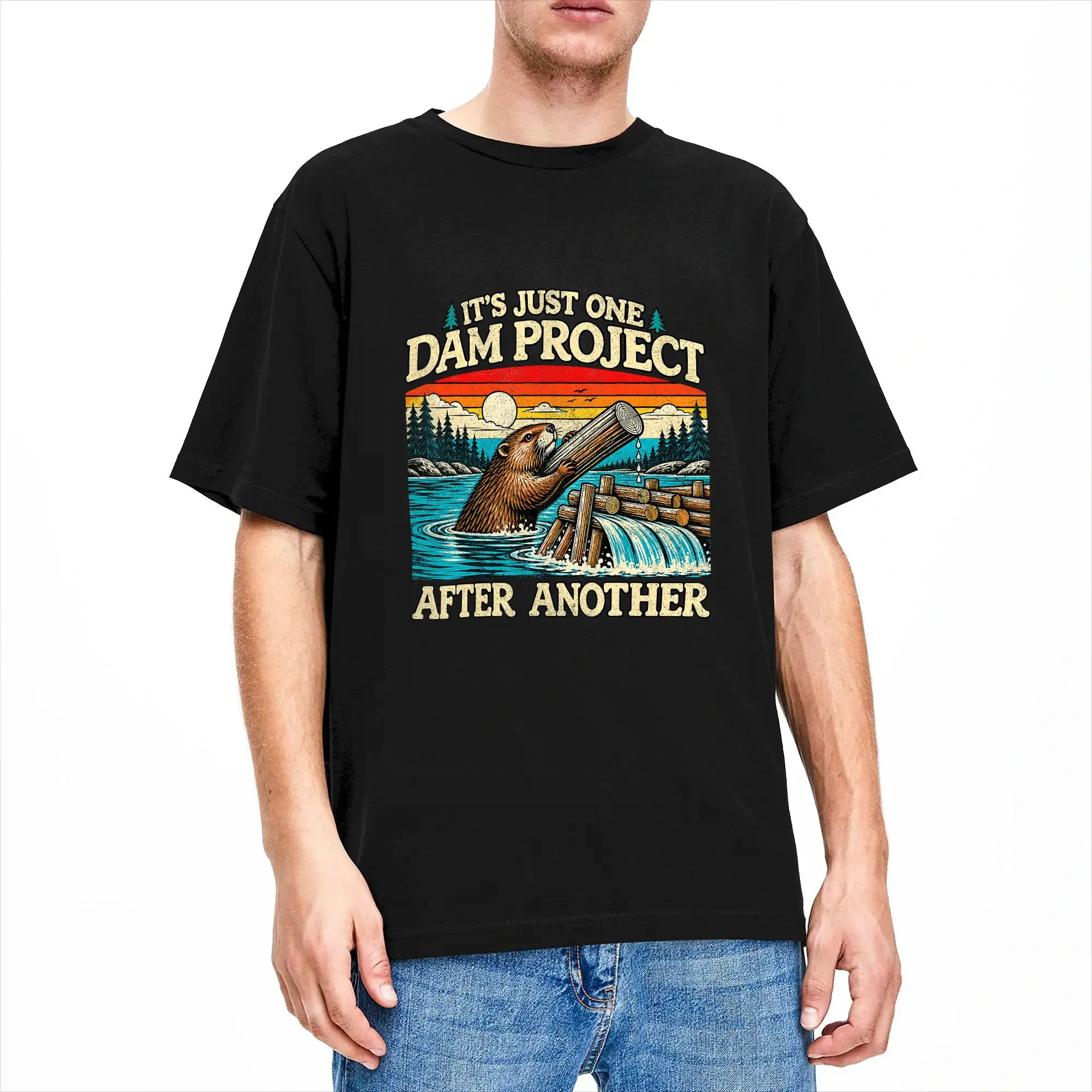 It's Just One Dam Project After Another Funny Beaver T Shirt Summer  Trendy Cool T Shirts Men Cotton Crew Neck Oversized Tees