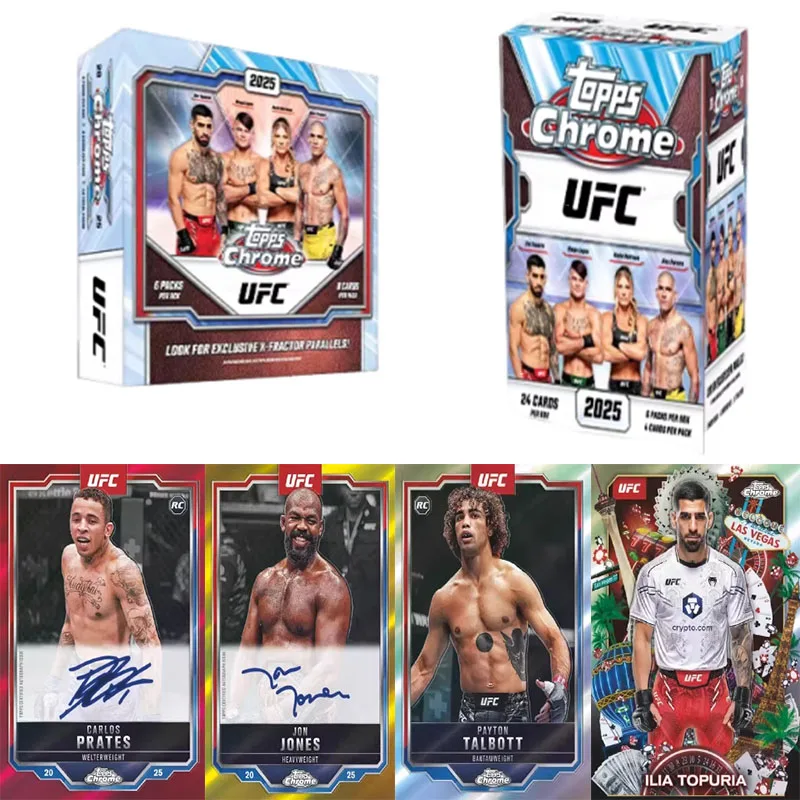 

Оригинальный набор коллекционных карточек TOPPS UFC Chrome Value Mega Box 2025 года, официально лицензированная коллекция знаменитостей по единоборствам