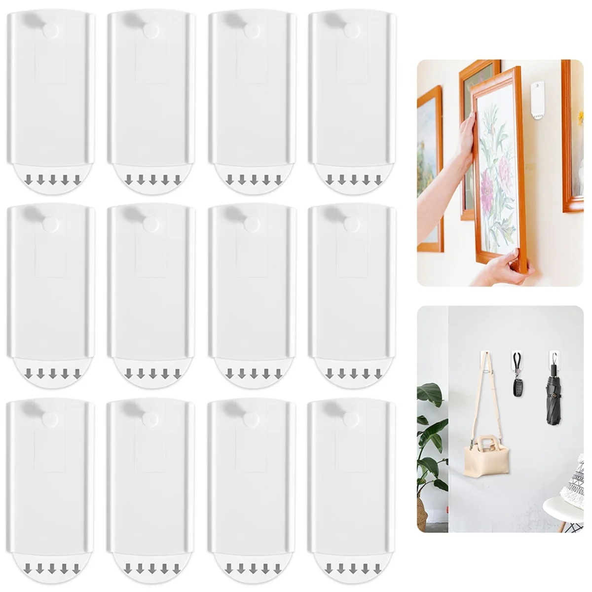 ABJZ 12 個 - 額縁用粘着ピクチャーフック 粘着フック 絵画吊り下げ 穴あけ不要 絵画ポスター写真用