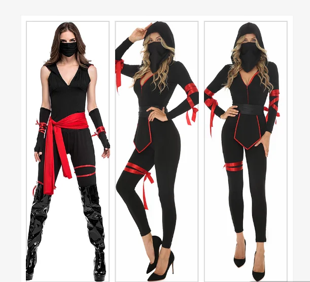 

Женский ролевой костюм ниндзя на Хэллоуин, большой размер, комбинезон самурая, костюм ниндзя, костюм храбвого воина