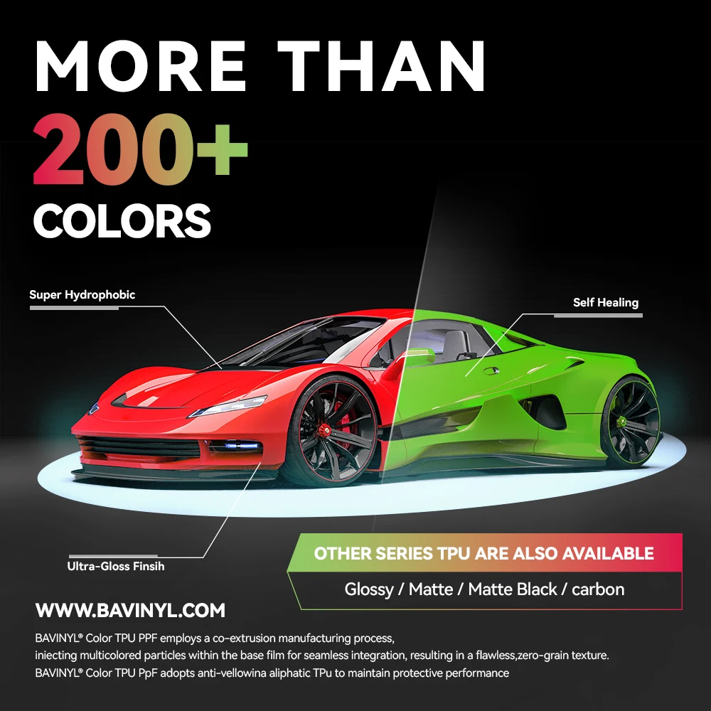In de fabriek aangepaste zelfherstellende 7,5 mm dikte glanzende robijnrode TPU-kleur PPF autolakbeschermingsfilm