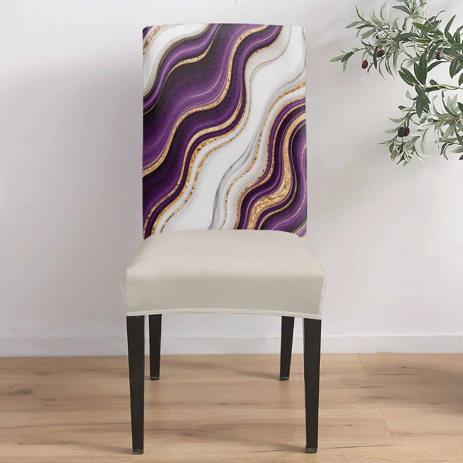 

Abstract Modern Fluid Texture 4/6/8PCS Spandex Elastic Chair Case For Wedding Hotel Banquet Dining Room