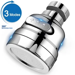 Kitchen Faucet Aerator Adjustable 360 Degree Swivel Three Mode Sprayer Filter Diffuser Water Saving Nozzle Bath Faucet Connector