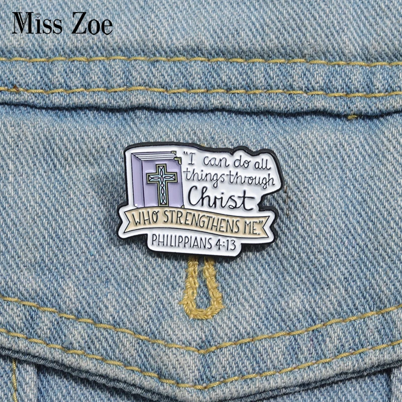 I Can Do All Things Through Christ Enamel Pins Custom Believe in Jesus Brooches Lapel Badges Jewelry Gift for Friends