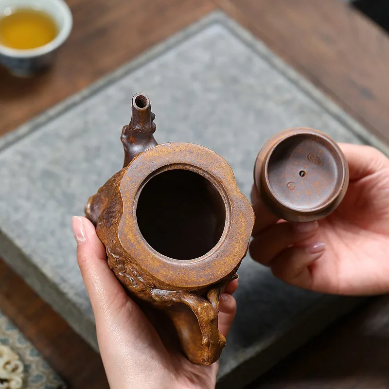 330ml Yixing Handmade Purple Clay Teapot, Raw Ore, Gold Sand,tea Pot, Kung Fu Tea Set