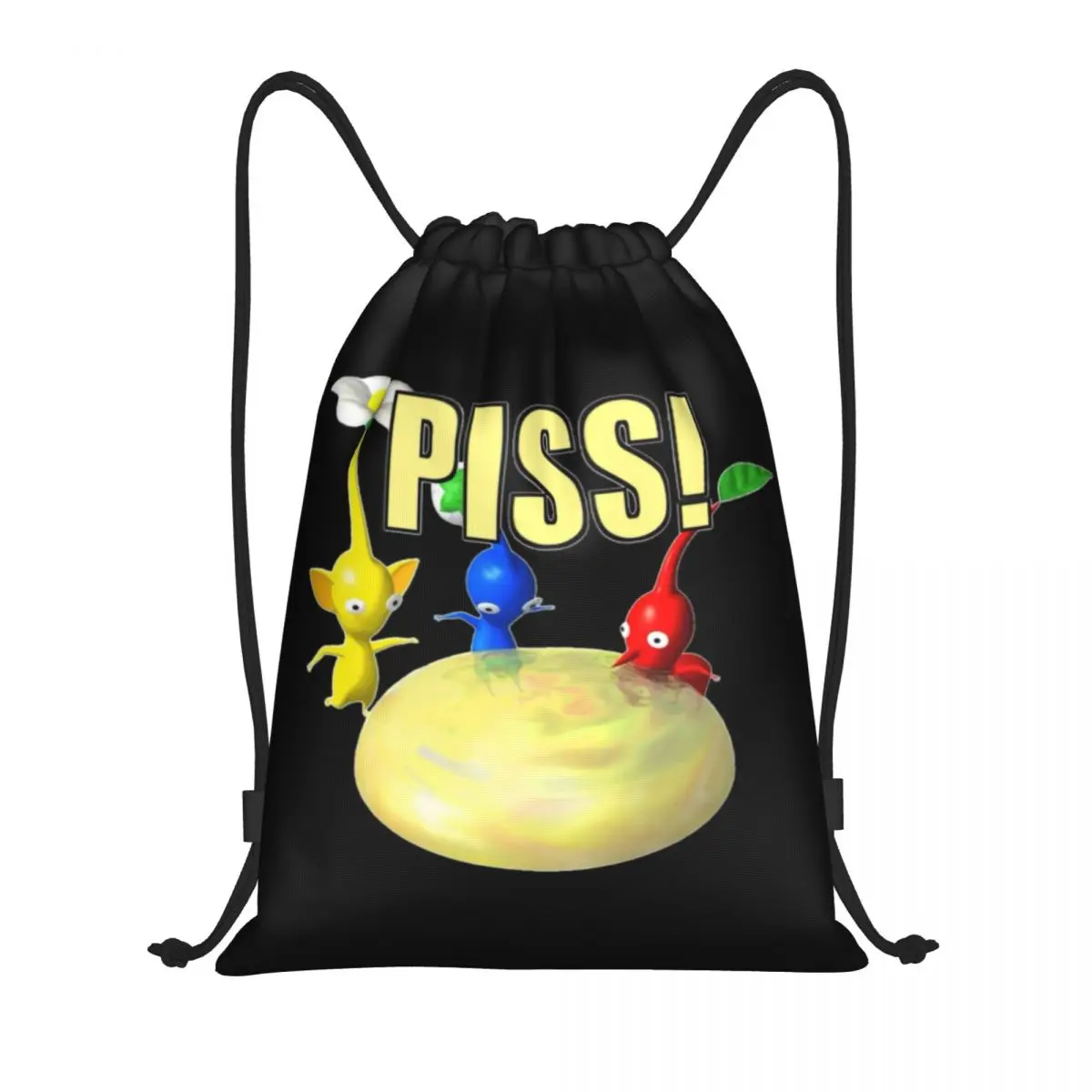 Giochi di cartoni animati Pikmin Piss Zaino con coulisse Donna Uomo Sport Palestra Sackpack Borsa per la spesa pieghevole